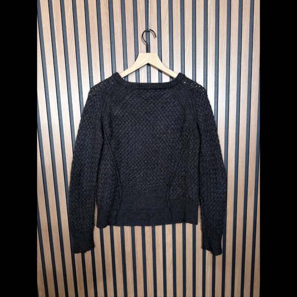 A.L.C. Sweater 36 / S Womens Gray Pullover Open Crotchet Yarn Wool Knit - Picture 2 of 7